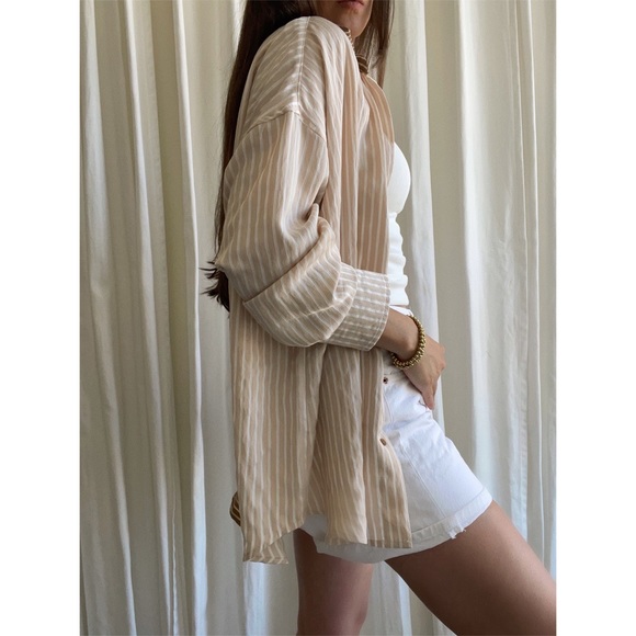 SHIRT button-down striped shirt — In Beige/Brown - Picture 6 of 8